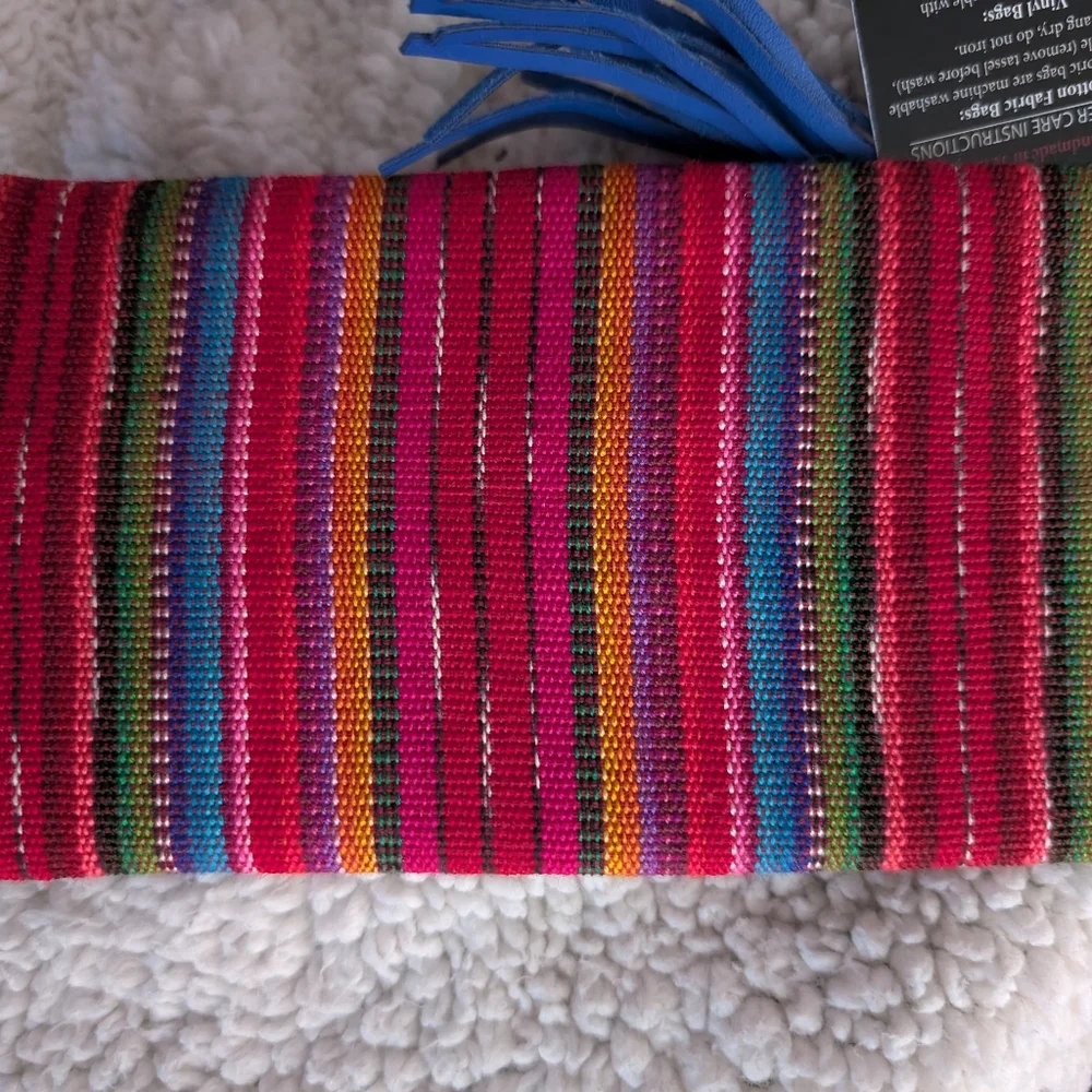 Colorful Striped Mini Makeup Junkie Bag with Tassel - Picture 3 of 4